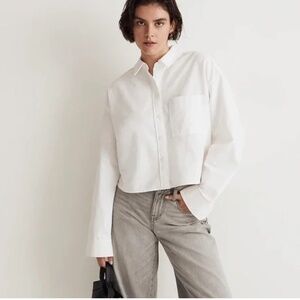 Madewell Cropped Long Sleeve Shirt white small